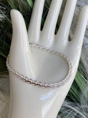 925 Sterling Silver Triple Strand Braided Link Bracelet